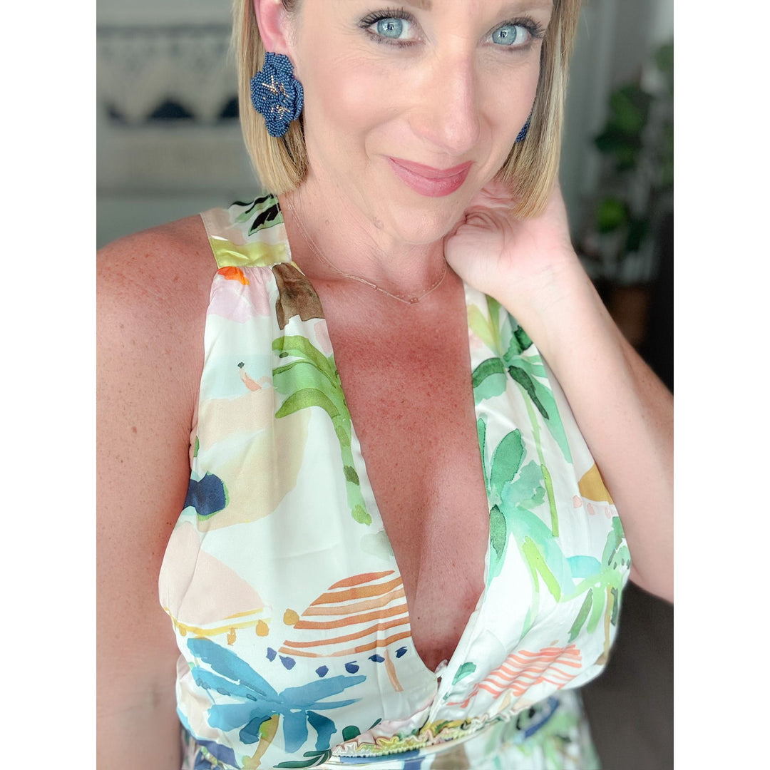 Navy Blossom Earrings