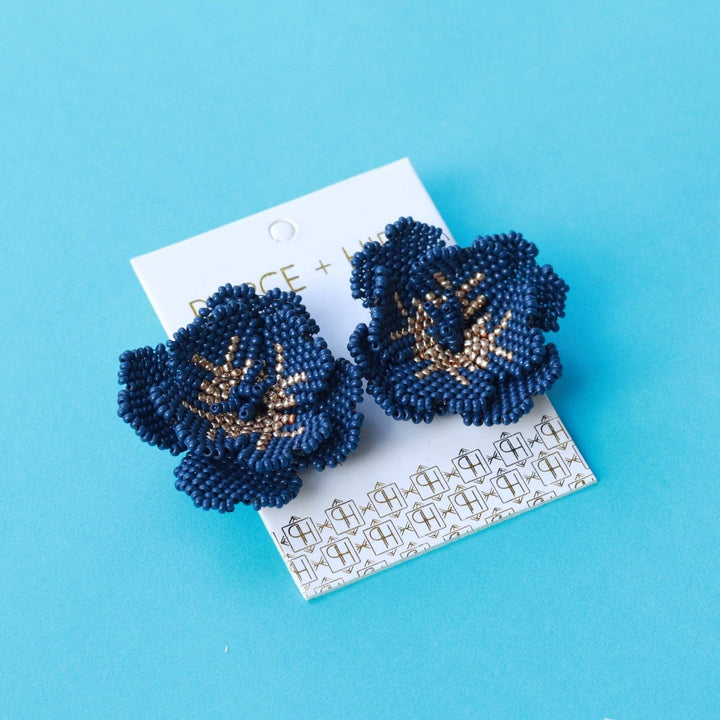 Navy Blossom Earrings