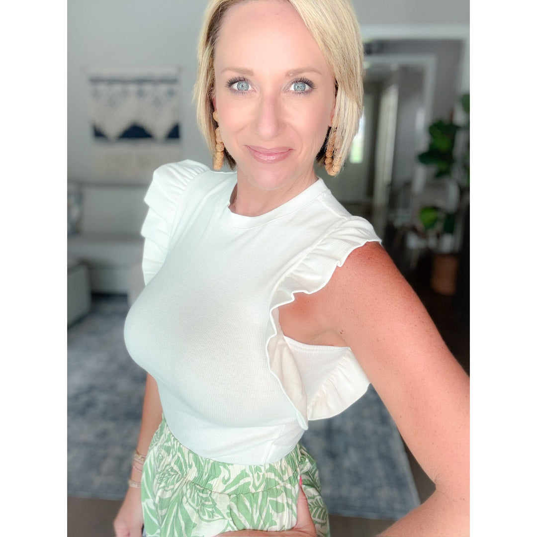 Rue Cap Sleeve Ruffle Top