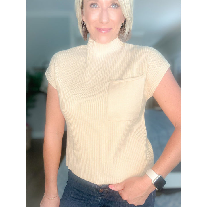 Ava Ribbed Pocket Top