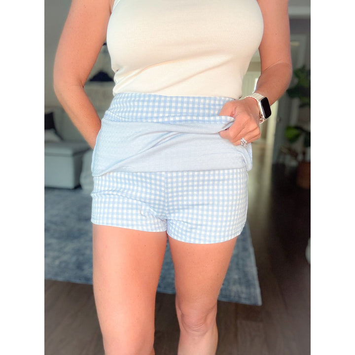 Blue Skies Gingham Mini Skort