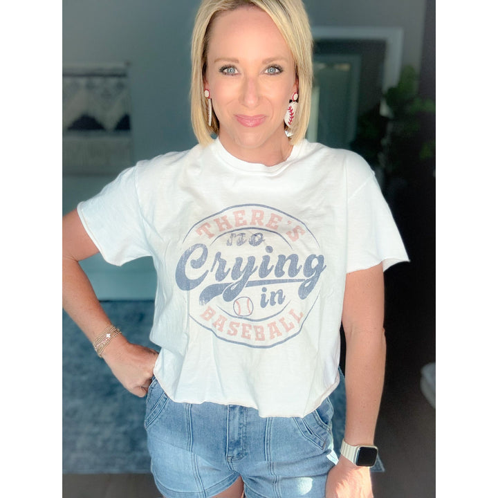 No Crying In Baseball Crop Tee