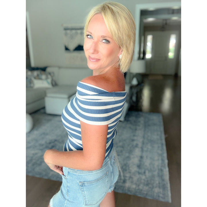 Harbor Days Striped Off Shoulder Top