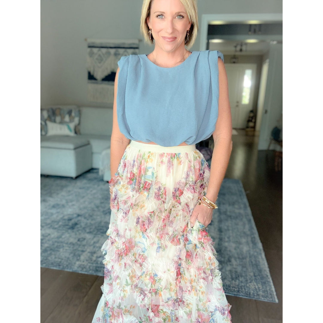 Blossom Ruffle Midi Skirt