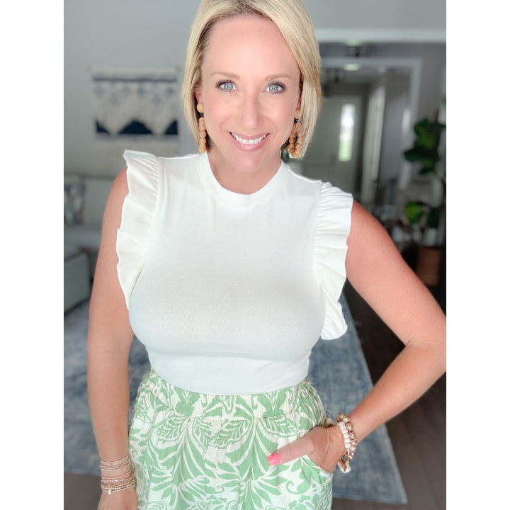 Rue Cap Sleeve Ruffle Top