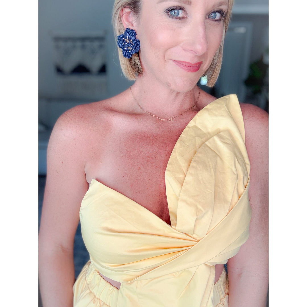Navy Blossom Earrings