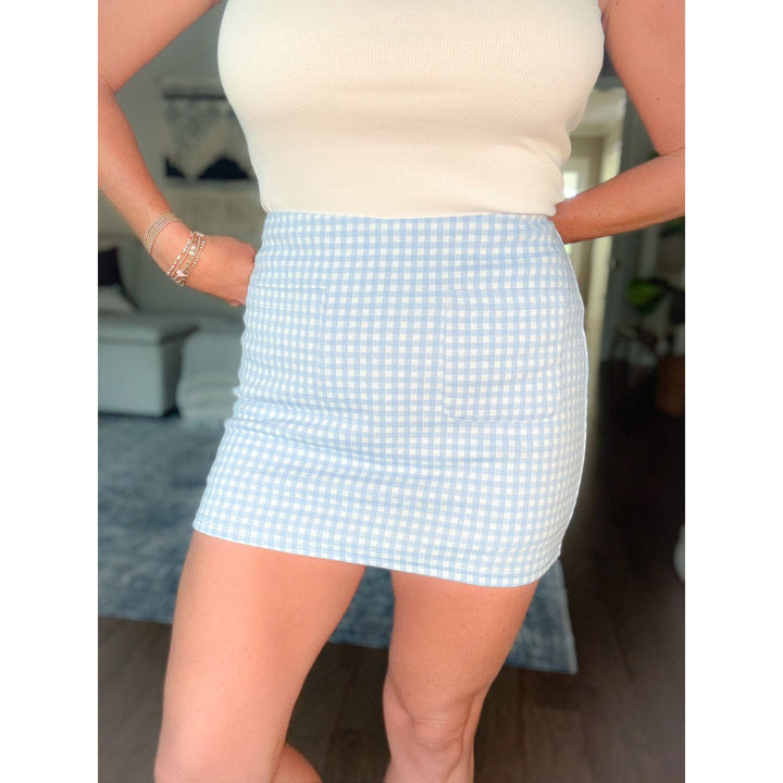Blue Skies Gingham Mini Skort