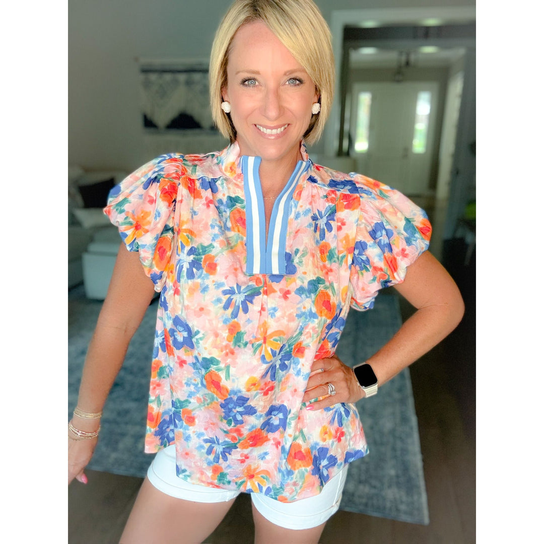 Veranda Bloom Puff Sleeve Top