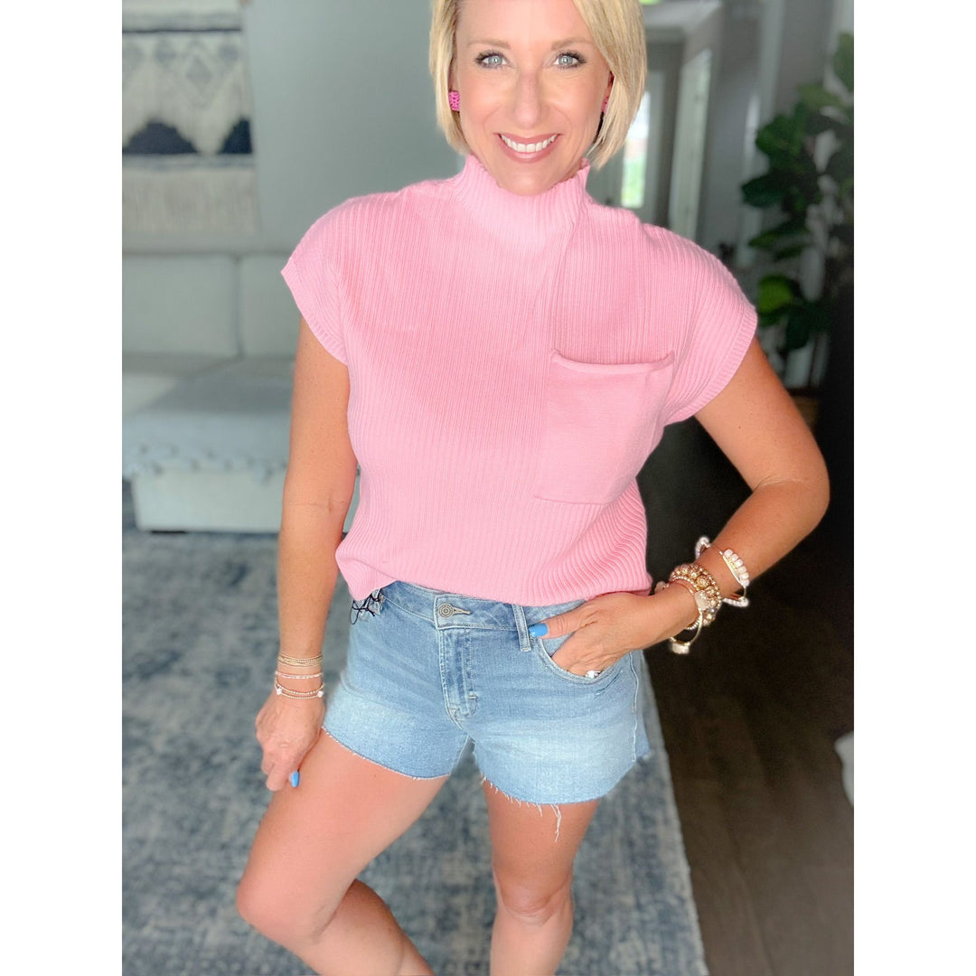Ava Ribbed Pocket Top