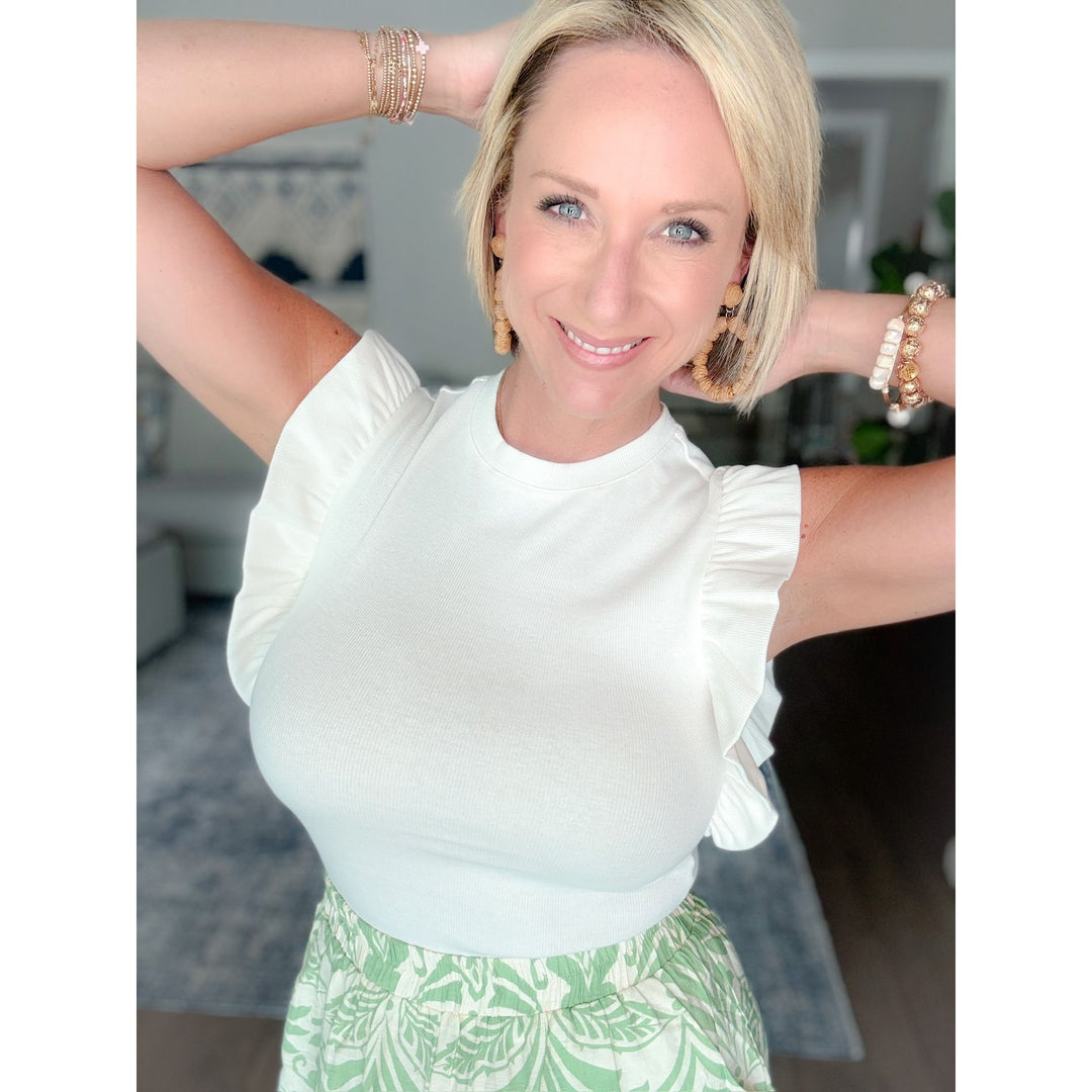 Rue Cap Sleeve Ruffle Top