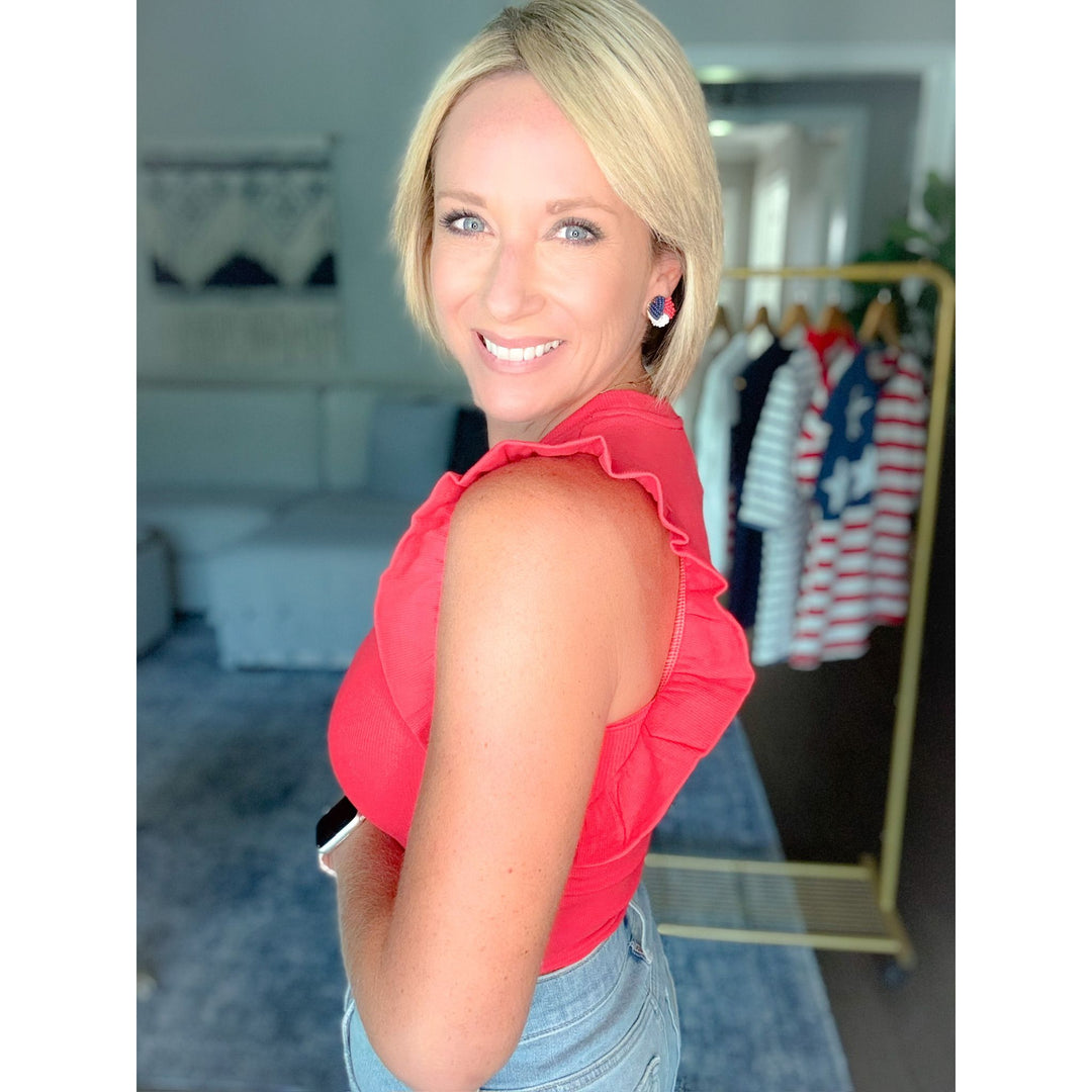 Rue Cap Sleeve Ruffle Top