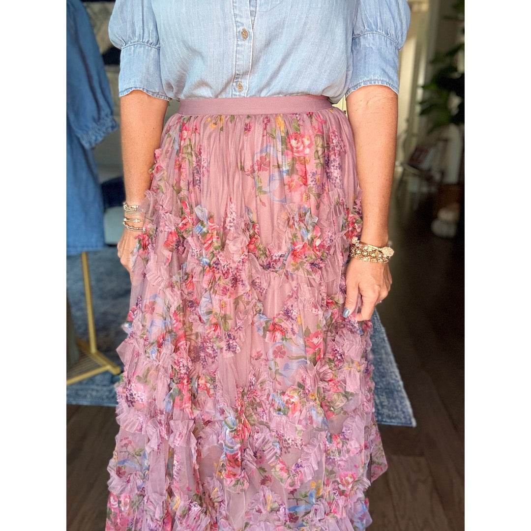 Blossom Ruffle Midi Skirt