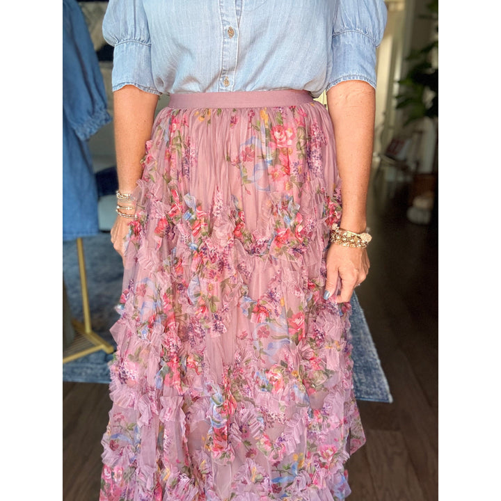 Blossom Ruffle Midi Skirt