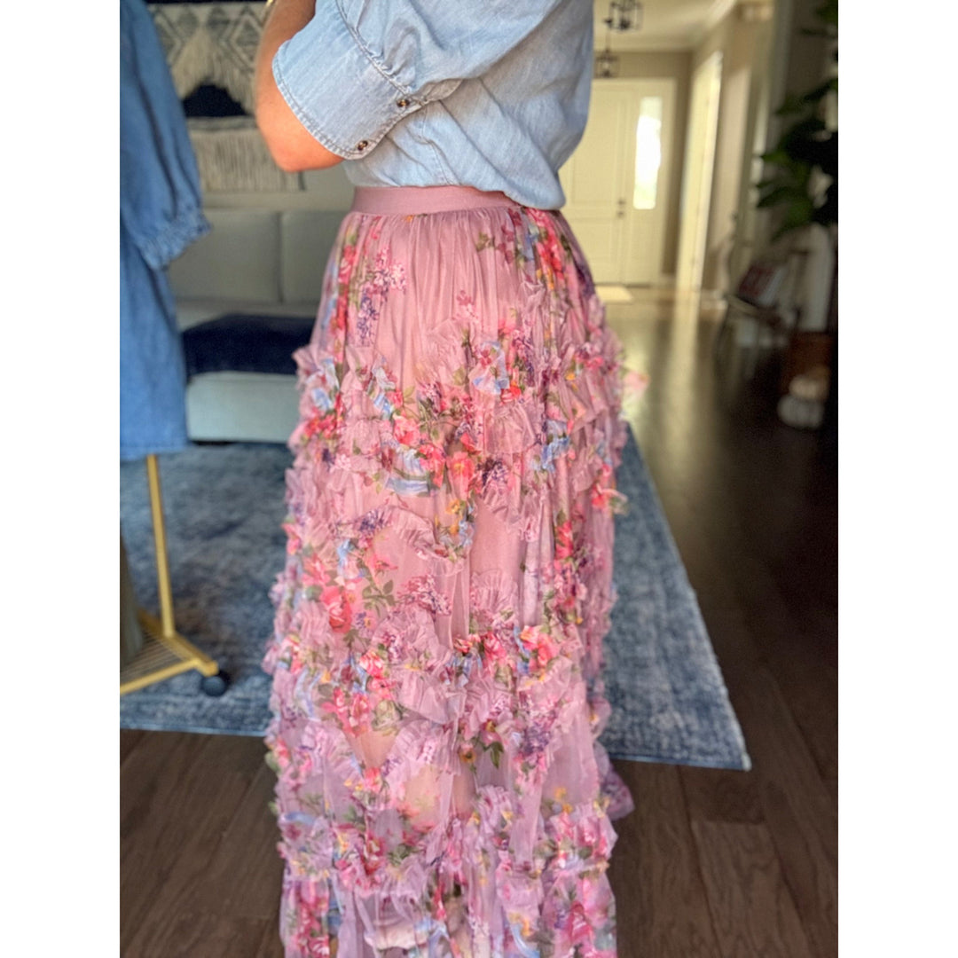 Blossom Ruffle Midi Skirt
