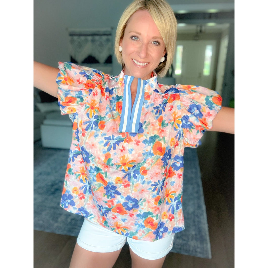 Veranda Bloom Puff Sleeve Top