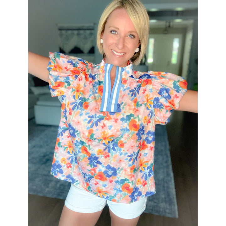 Veranda Bloom Puff Sleeve Top