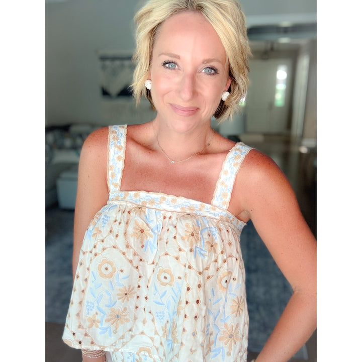 Sea Breeze Eyelet Top