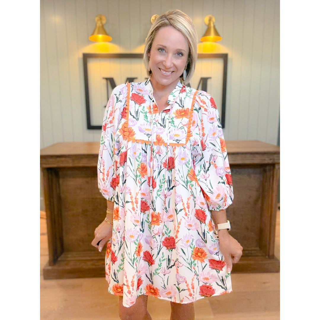 women's boutique dress floral front flare
