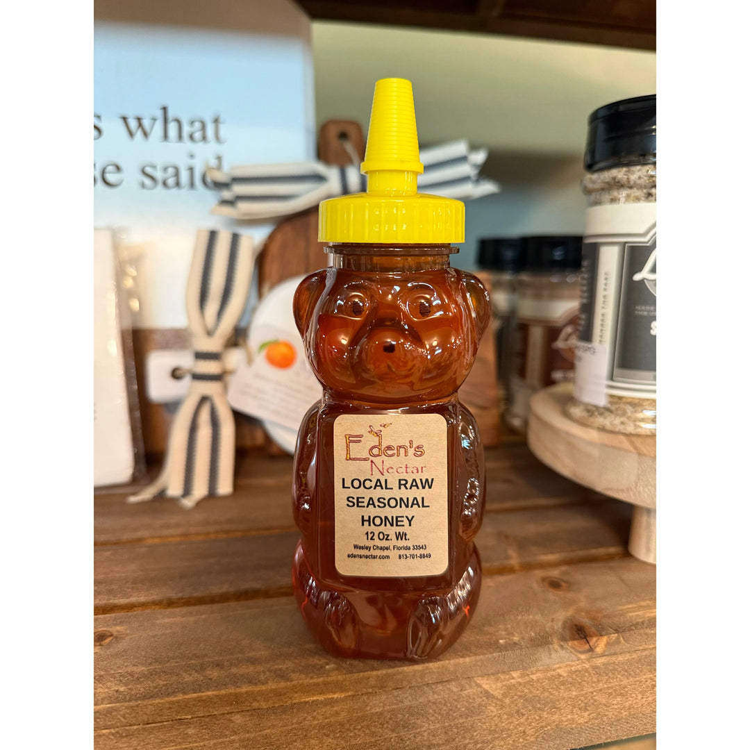 Eden's Nectar Local Raw Honey- 12oz Bear