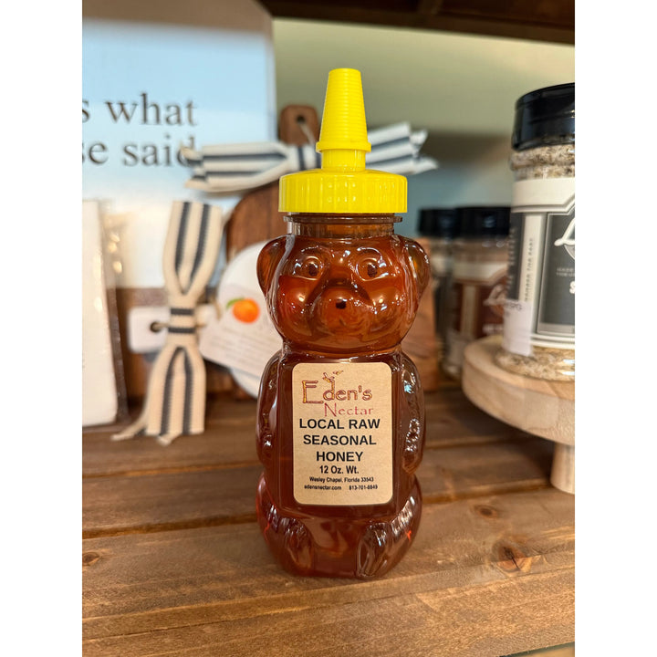 Eden's Nectar Local Raw Honey- 12oz Bear
