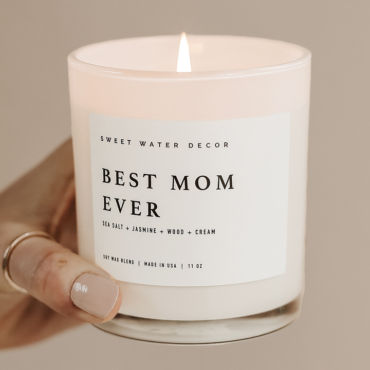 Best Mom Ever Candle 11 oz- White