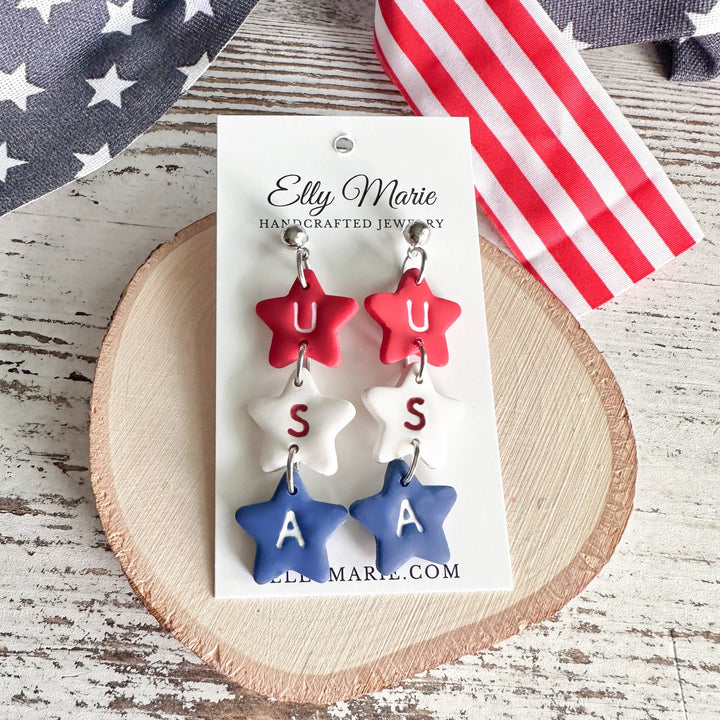 USA Star Drop Earrings