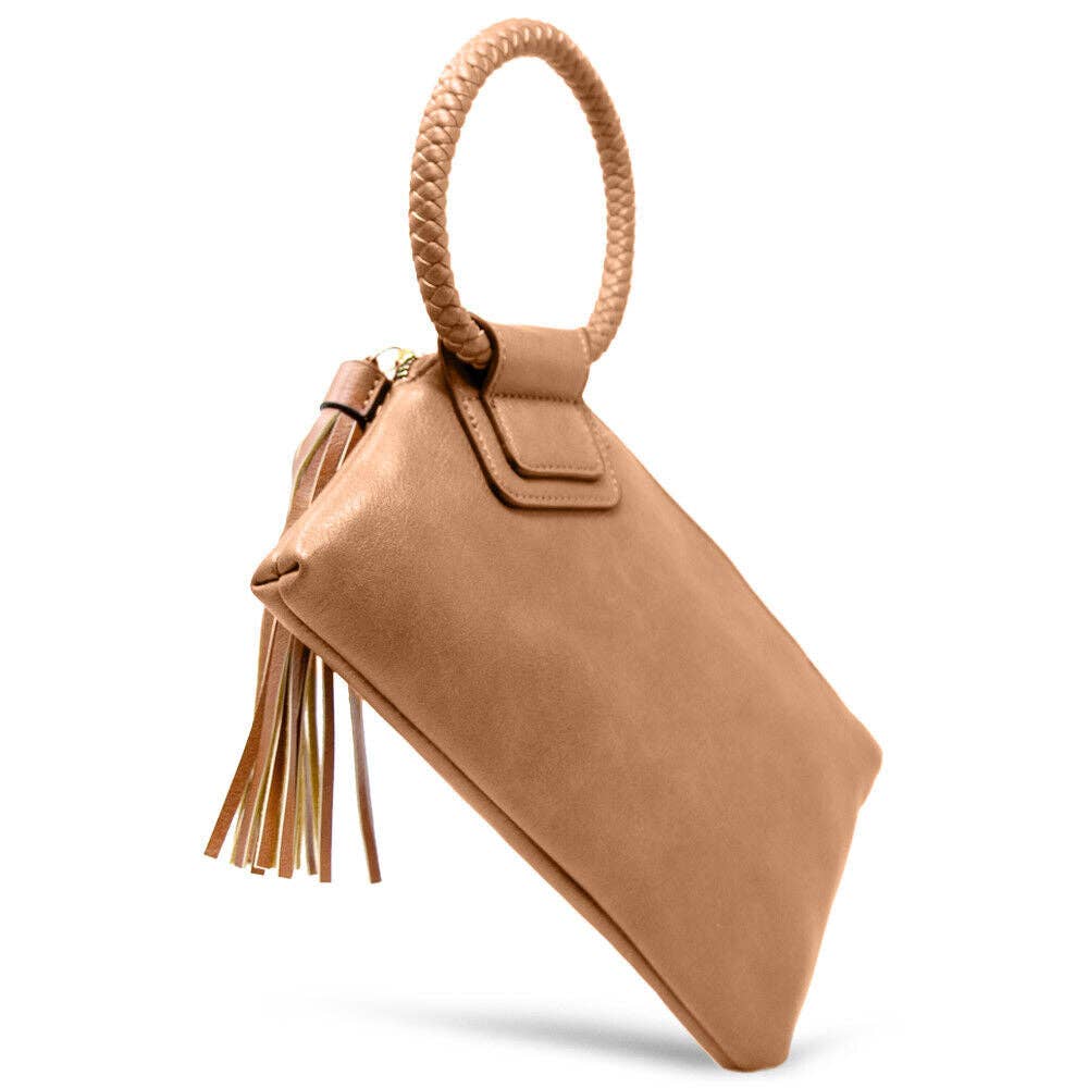 Leather Fringe Wristlet Clutch