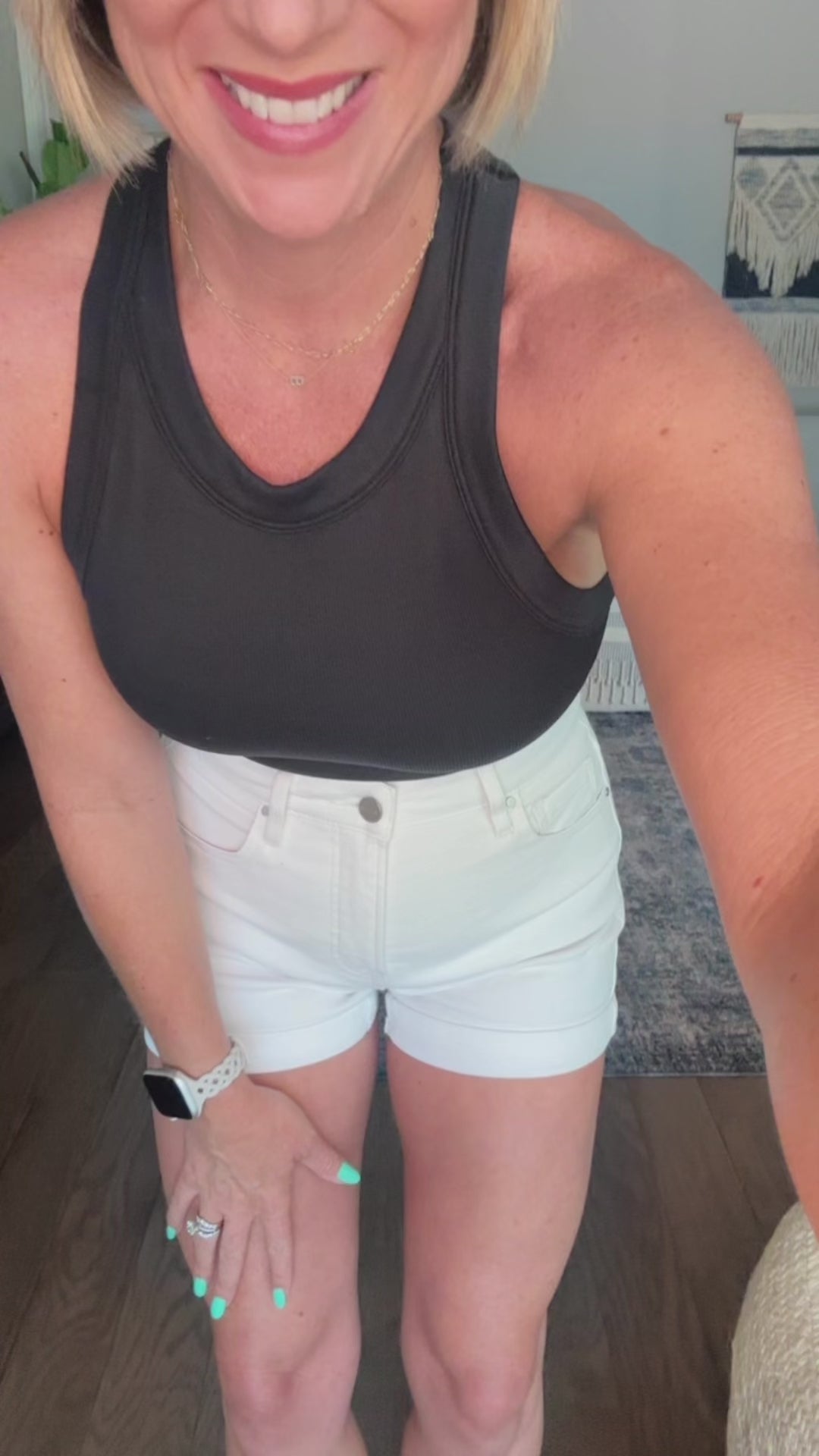 Risen White Cuff Denim Shorts